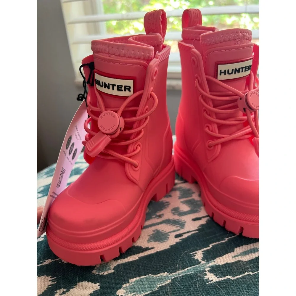 Hunter Kids First Grab Handle Rain Boots‎ Waterproof Pink Toddler